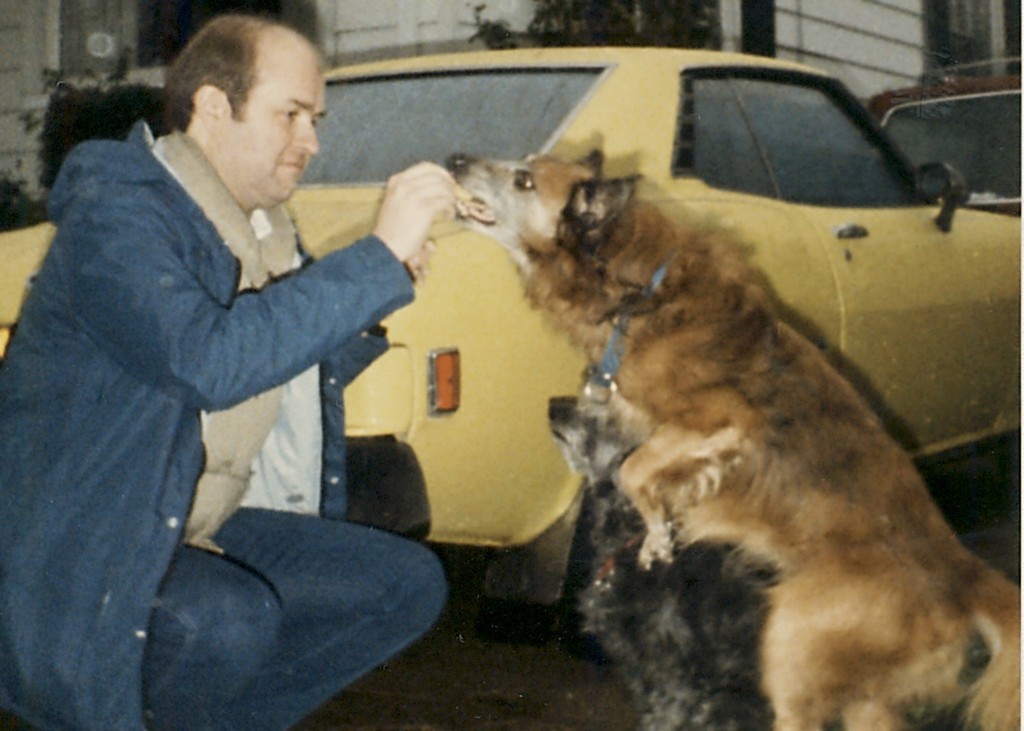 Rich with his dogs Gunilla and Rusty and his Celica